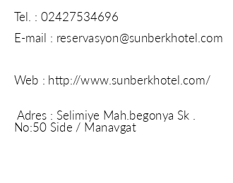 Sunberk Otel iletiim bilgileri